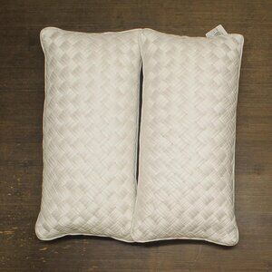 Hotel Collection LOT OF 2 Basketweave Decorative Pillow White 12" x 24"